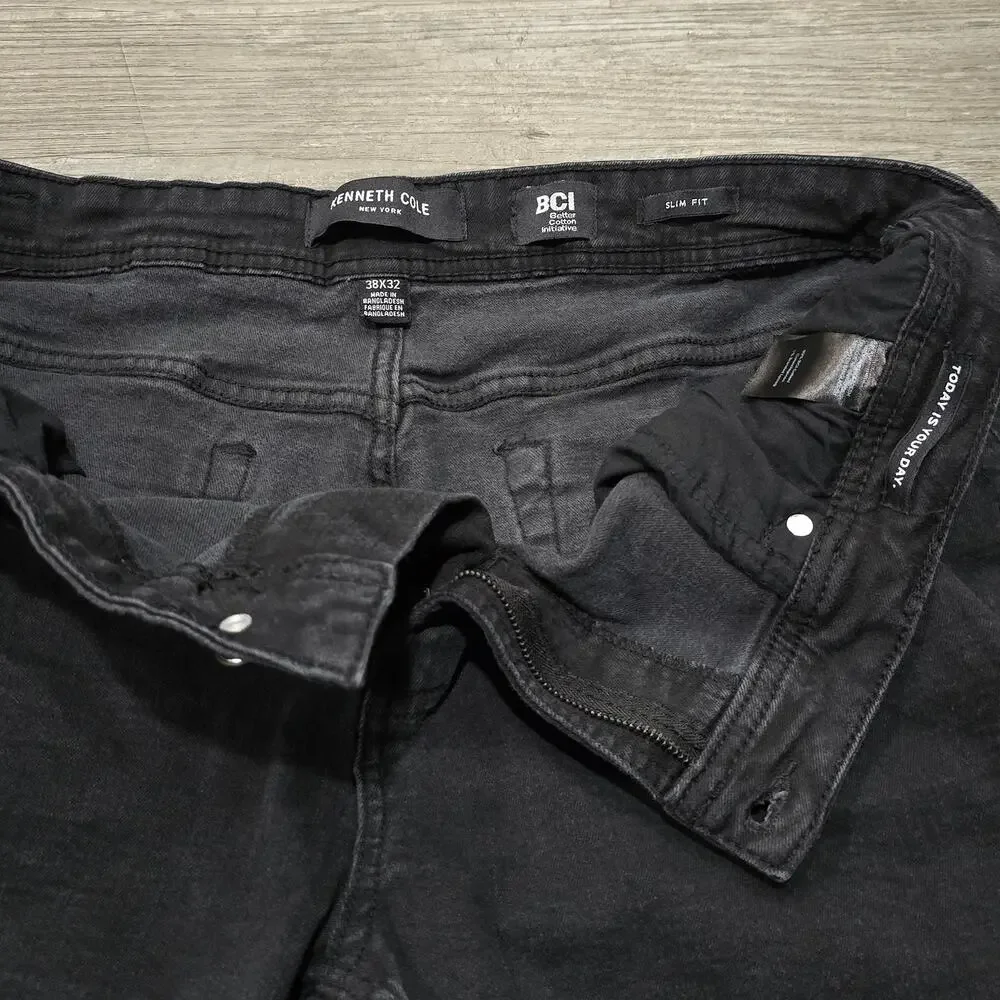 Kenneth Cole New York Black BCI Straight Leg Men's Denim Jeans 38